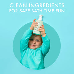 Dabble & Dollop Honeydew Gel pump action shown for easy, tear-free bath time