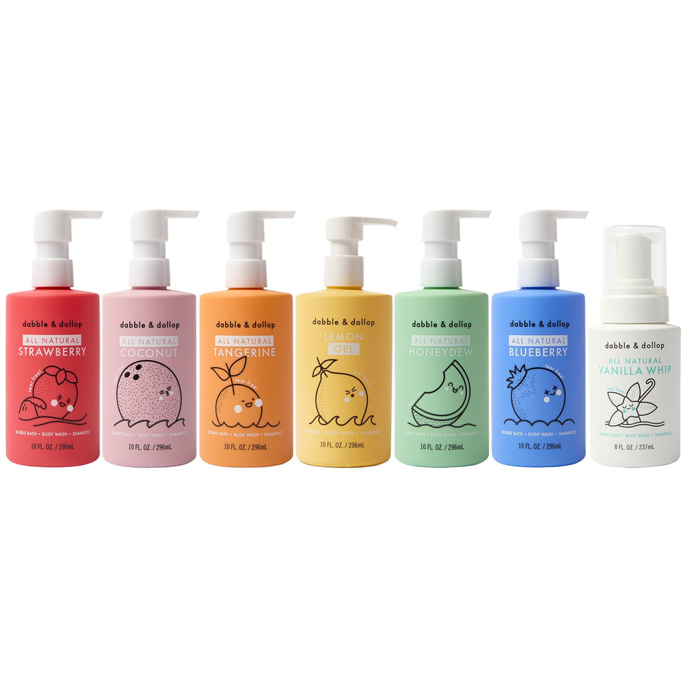 Dabble & Dollop Rainbow of Bubbles bottle with tear-free formula for kids