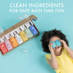 Dabble & Dollop Rainbow of Bubbles creamy lather ready for bath time