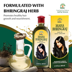 Dabur Maha Bhringraj Hair Oil ingredients close-up showing bhringraj richness.