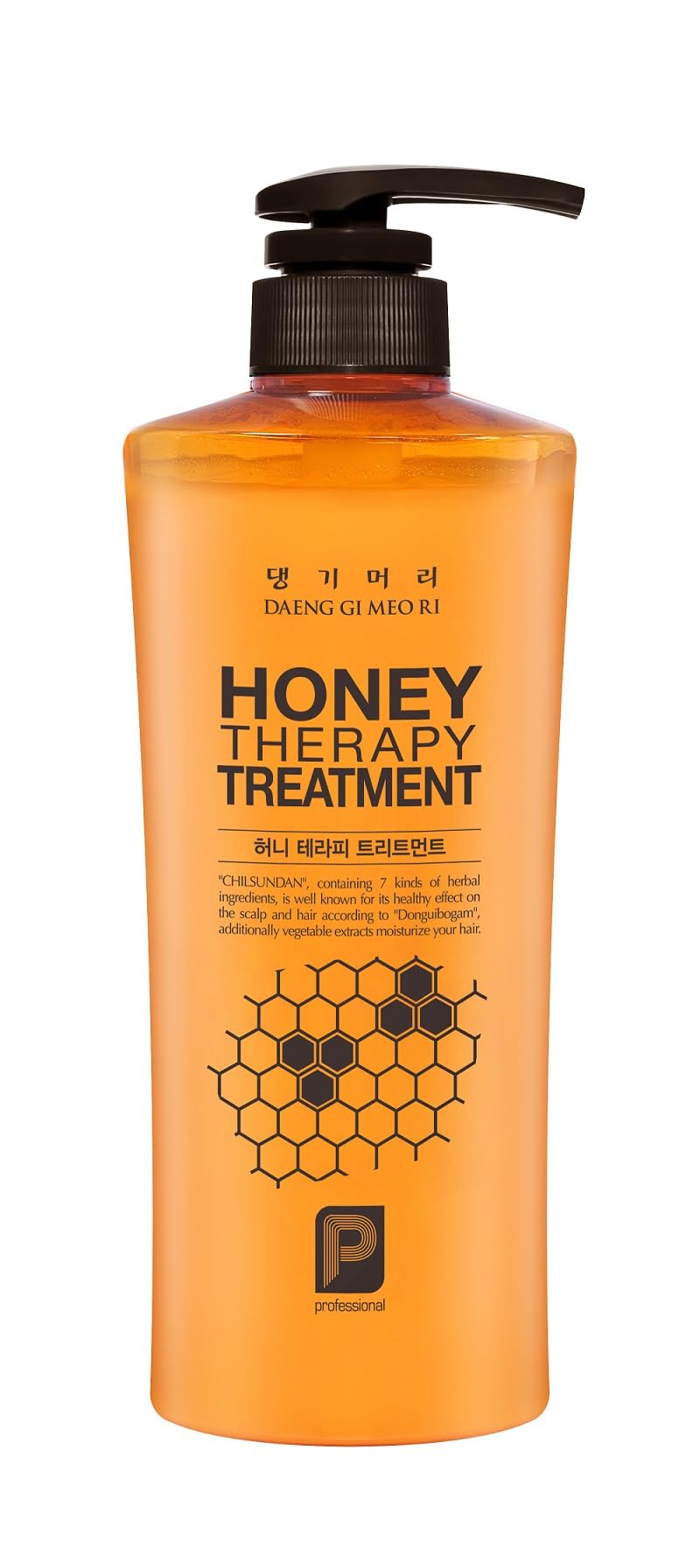 Daeng Gi Meo Ri Honey Therapy bottle close-up shows hydrating formula for hair