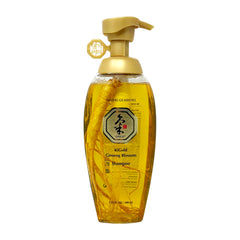 Daeng Gi Meo Ri Ki Gold Ginseng Blossom Shampoo bottle front view, highlighting ginseng infusion for hair nourishment.