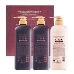 Daeng Gi Meo Ri Ki Gold Premium 2 shampoo close-up label emphasizing herbal heritage