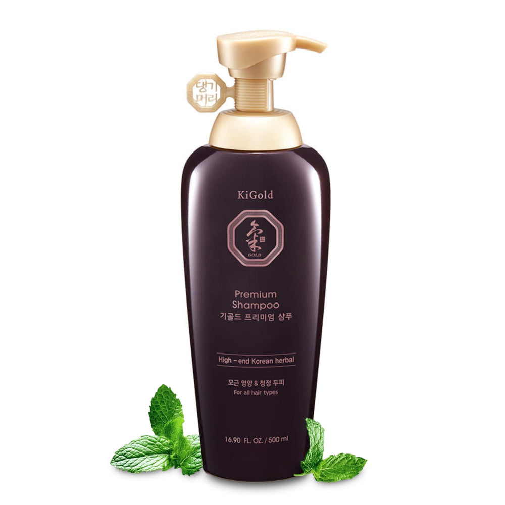 Daeng Gi Meo Ri Ki Gold Premium Shampoo bottle showing moisture for dry hair