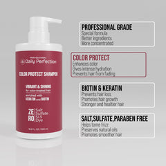 Close-up of Daily Perfection ingredients biotin and keratin in the formula