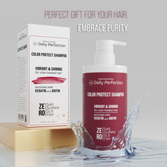 Daily Perfection Color Protect Shampoo pour creates rich lather for color care
