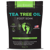 Daily Remedy Tea Tree Oil Foot Soak bottle to relax tired feet after a long day.