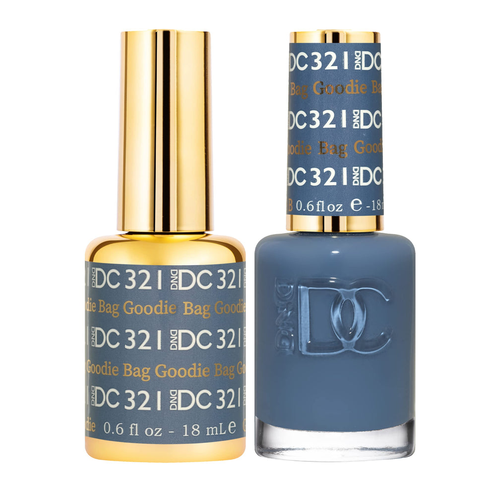 DND DC Gel Polish Blue Collection bottle close-up, vibrant, chip-resistant color.