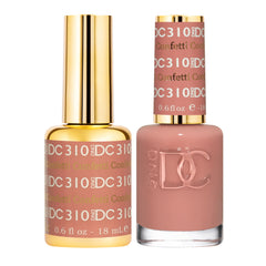 DAISY DND DC gel polish Confetti 310 bottle shows creamy nude shade for extended wear