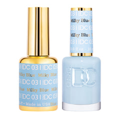 DAISY DND DC Milky Blue gel polish bottle for a smooth, chip-free finish.