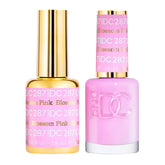 DAISY DND DND DC gel polish in 287 Blossom Pink delivers vibrant color with lasting shine.