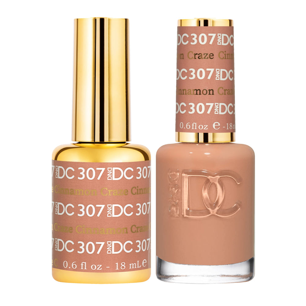 DAISY DND Cinnamon Craze gel bottle shows rich nude shade with lasting shine.