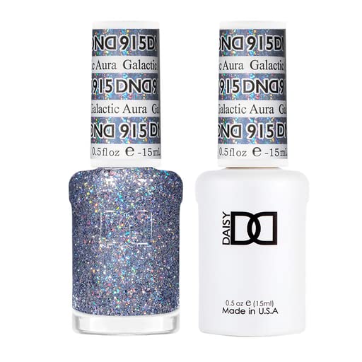 Daisy DND Galactic Aura bottle showing iridescent blue‑purple shimmer for statement nails.