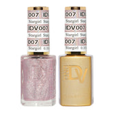Daisy DND Gel Diva Stargirl bottle with pink glitter for vibrant nails.
