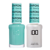 Daisy DND Green Spring 569 gel polish bottle showing mint shade and glossy finish.