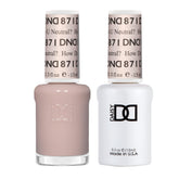 DAISY DND How Do U Neutral 871 nude sheer bottle highlights natural tint.