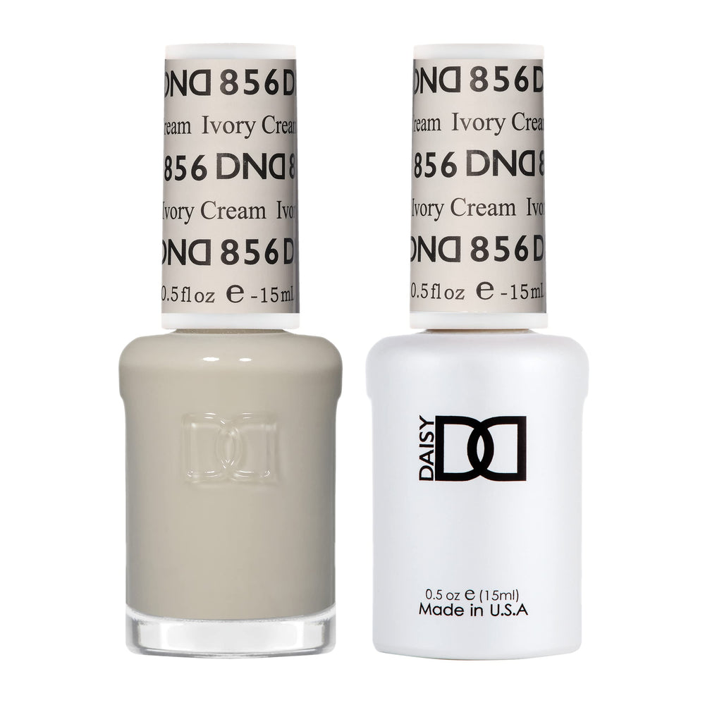 DAISY DND Ivory Cream 856 gel bottle with creamy sheer coverage for a natural look.