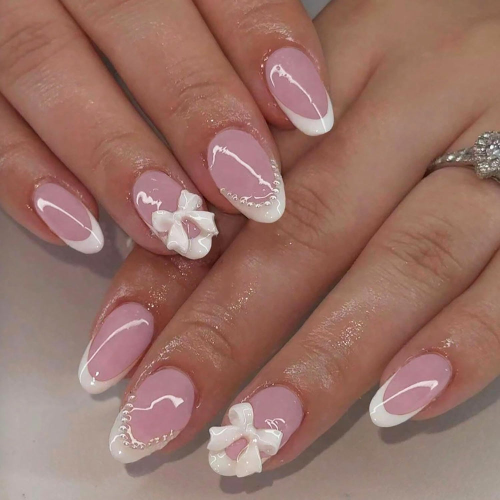 DAJIJIYOU 24Pcs French Tip nails pack for quick salon-like manicure