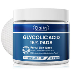 Dalin Glycolic Acid Pads bottle pour for at-home exfoliation and radiant skin.