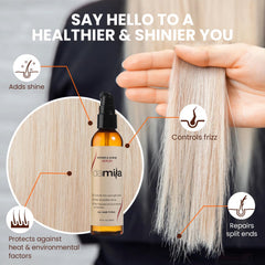 Shiny ends and glossy texture after using Damila Repair & Shine Serum.
