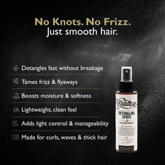 DandyMen Detangling Spray applied to textured hair for easier combing.