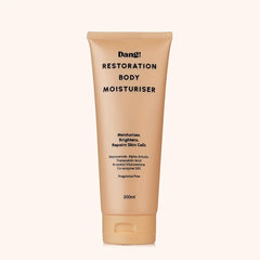 Dang! Ageless Restoration Body Moisturizer bottle delivering silky hydration and daily barrier support.