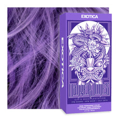 Danger Jones Exotica Light Purple bottle with vibrant color result