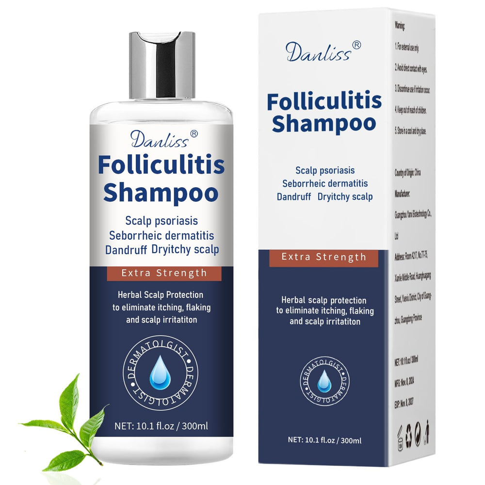 Danliss sulfate-free shampoo bottle shown for gentle daily cleansing on sensitive scalps.