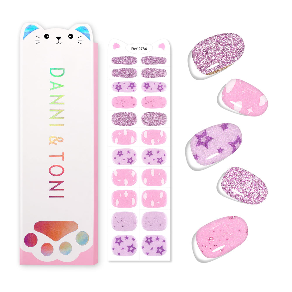 DANNI & TONI clouds design for quick at-home kid-friendly manicure.