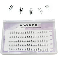 DAODER bottom lash clusters in tray with clear band for natural look.
