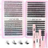 DAODER wispy lash clusters kit 640pcs laid out for natural, lightweight glam