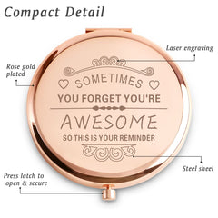 Daricano small pocket mirror fits in purse for on-the-go touch-ups.