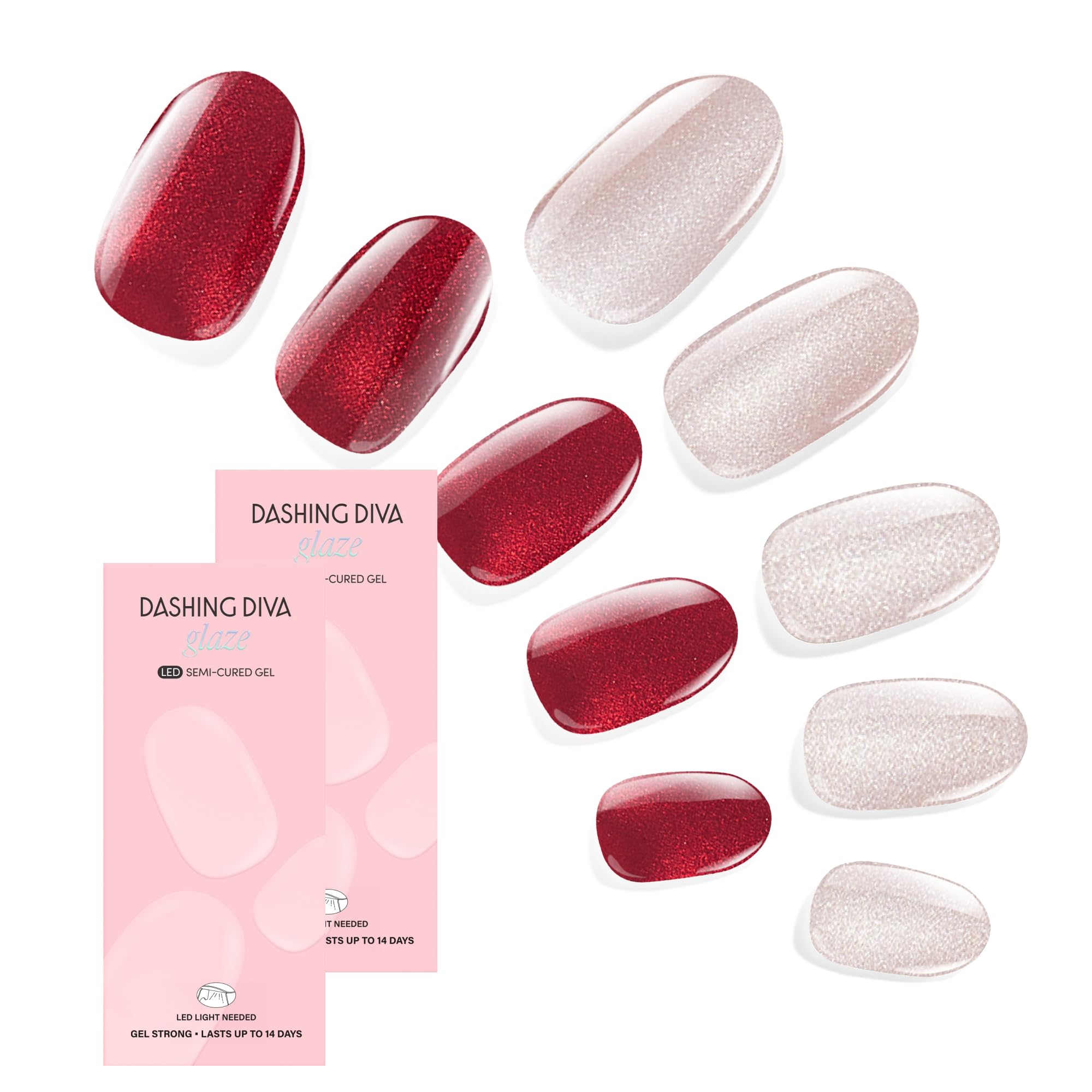 Dashing Diva Glaze Ruby Red Apple strip close-up with rich, glossy color.