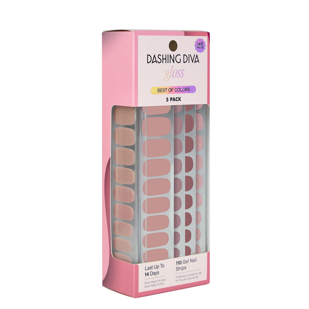 Dashing Diva Gloss Nail Strips kit box with 110 wraps for easy at-home manicure