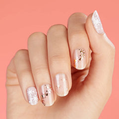 Close-up of Sugarplum Dance strips highlighting UV-free gel-like finish.