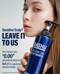 DASHU Green Tea and Ginseng extracts shot emphasizing refreshing scalp cleanse.