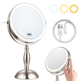 DASLAVA 20x magnifying mirror with lights for precise makeup and skincare checks.