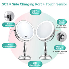 DASLAVA mirror features three color lighting for accurate skin tone viewing.