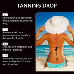 DASIUIP tanning drops packaging box highlighting 2 oz and all-skin-tone benefits.