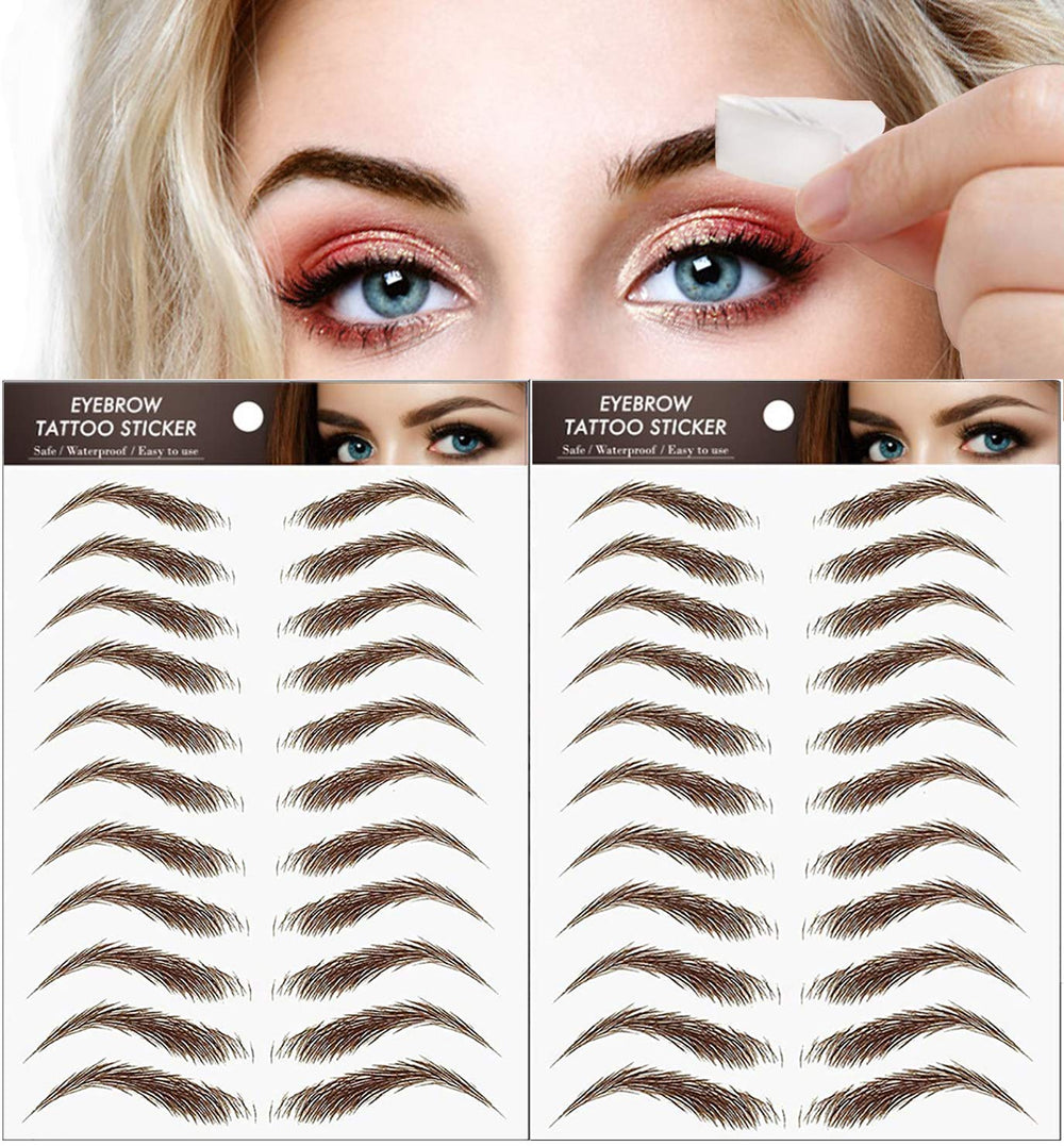 DaTineLky eyebrow tattoo sticker closeup packaging shows realistic hair-like brows.