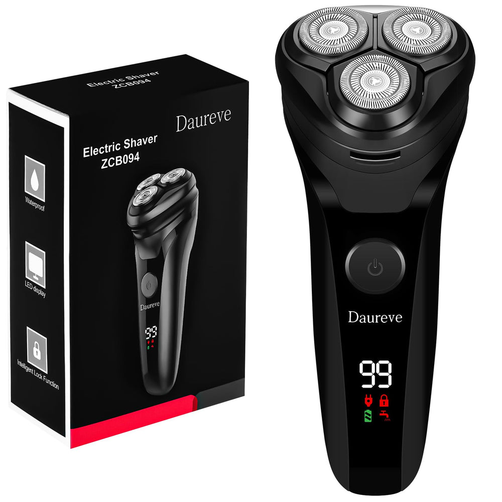 Daureve electric razor front view highlights travel-ready grooming.