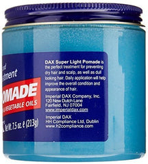 Hands applying DAX Super Light Pomade for a subtle, glistening hold.