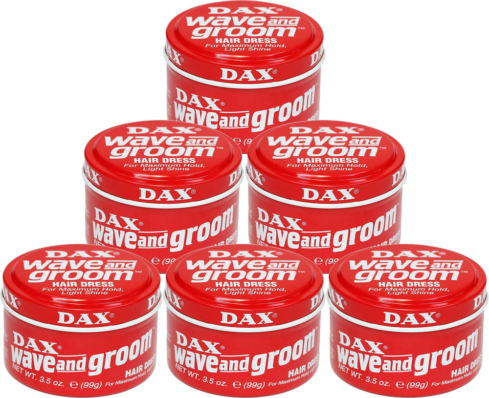 DAX Wave and Groom Hair Dress jar front view, thick pomade for short hair waves
