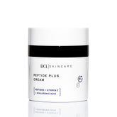 DCL Peptide Plus Cream bottle closeup highlighting barrier-support lipids for daily moisture.