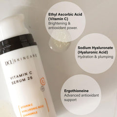 DCL Vitamin C Serum 25 on skin demonstrates lightweight hydration and quick absorption.