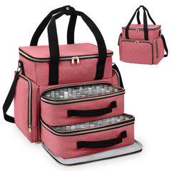DD DEVILLI nail polish organizer with 96-bottle capacity and pink finish.