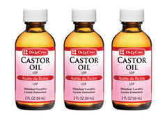 De La Cruz Castor Oil bottle close-up showing pure, expeller-pressed formula for skincare