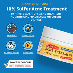 De La Cruz sulfur ointment on face for spot treatment.