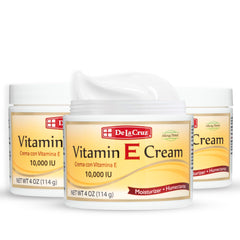 De La Cruz Vitamin E Cream 4oz jar for daily facial care.
