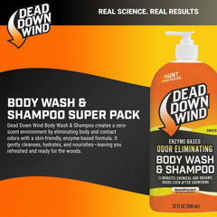 DEAD DOWN WIND two-pack 64 oz bottles shown for field use